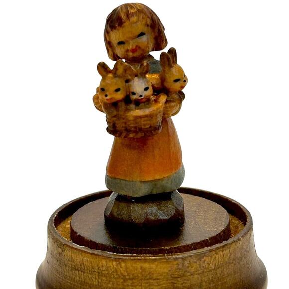 Anri Italy Ferrandiz Basket of Joy 1” With Dome Bunnies Rustic Holiday Gift - Picture 2 of 16